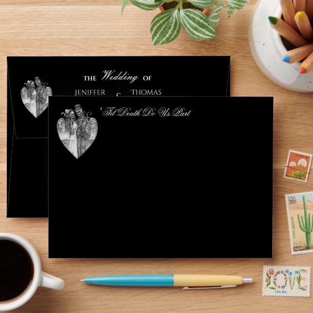 Elegant dark Gothic Halloween Wedding Envelope (Desk)