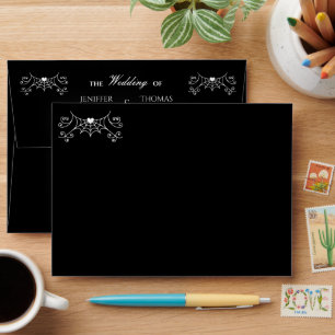 Elegant dark Gothic Halloween Wedding Envelope