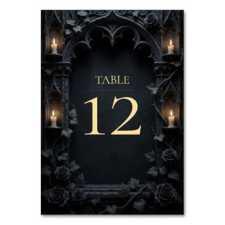 Elegant Dark Gothic Victorian Wedding Table Number
