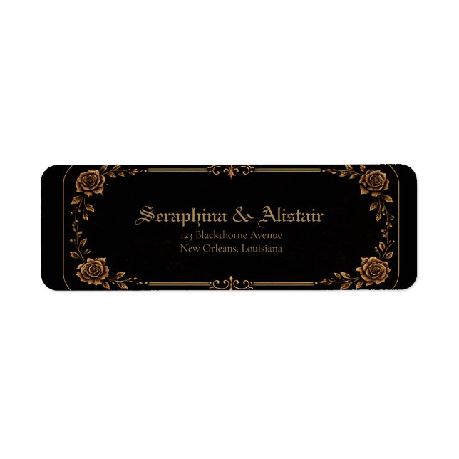 Elegant Dark Gothic Wedding Address Labels (Front)