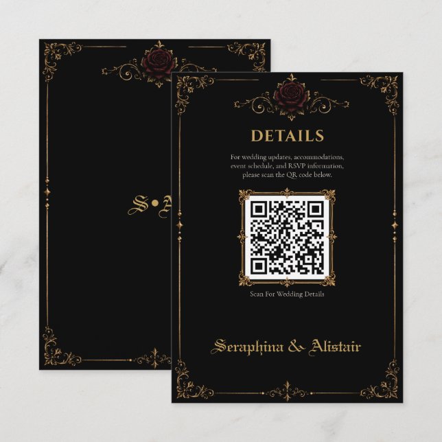 Elegant Dark Gothic Wedding Enclosure Card (Front/Back)