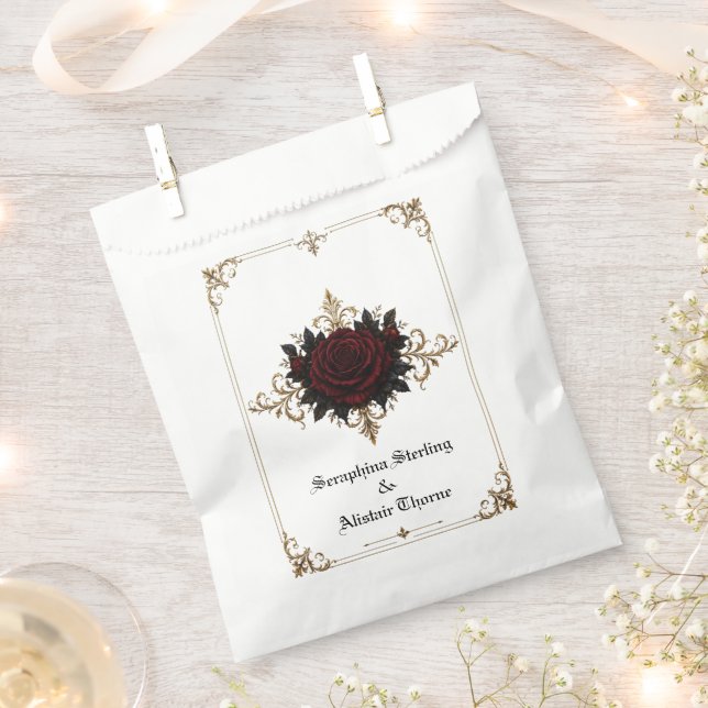 Elegant Dark Gothic Wedding Favour Bag (Clipped)