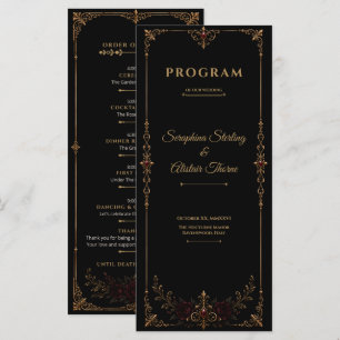 Elegant Dark Gothic Wedding Program Programme