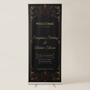 Elegant Dark Gothic Wedding Retractable Banner