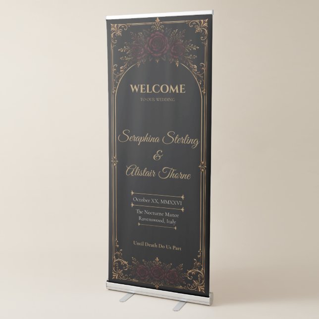 Elegant Dark Gothic Wedding Retractable Banner (3/4)
