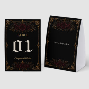 Elegant Dark Gothic Wedding Table Number