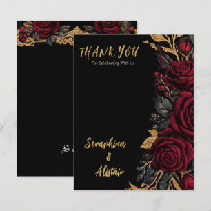 Elegant Dark Gothic Wedding Thank You Card