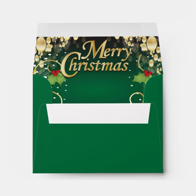 Elegant Dark Green and Gold Christmas Envelopes (Back (Bottom))