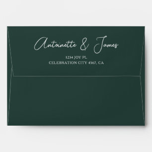 Elegant Dark Green Calligraphy Address Wedding Envelope