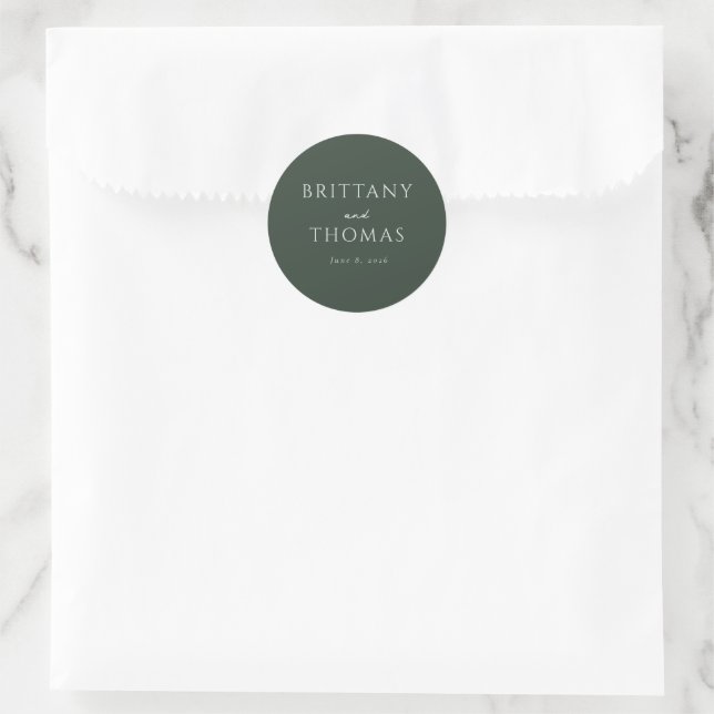 Elegant Dark Green Calligraphy Classic Round Sticker (Bag)