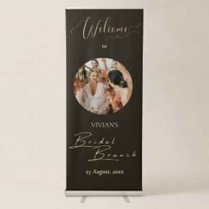 Elegant Dark Green Calligraphy Photo Bridal Shower Retractable Banner