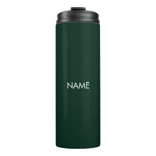 Elegant dark green custom name text monogram thermal tumbler
