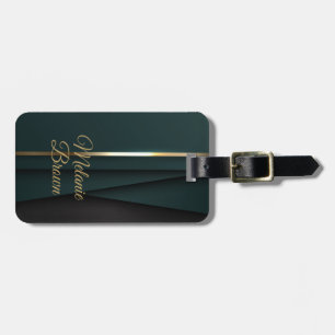 Elegant Dark Green Gold Luggage Tag