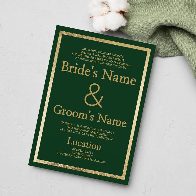 Elegant dark green gold luxury Wedding Invitation (Elegant dark green gold luxury Wedding )