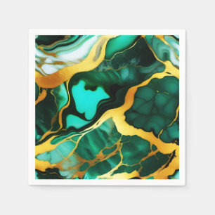 Elegant dark green golden yellow Faux Marble  Napkin