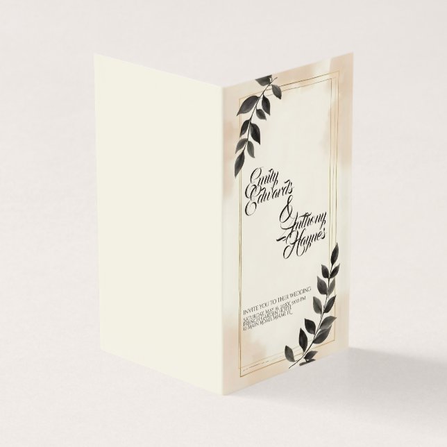Elegant Dark Green Leaf Wedding Invitation (Outside)