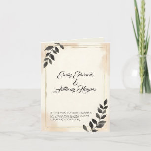 Elegant Dark Green Leaf Wedding Invitation