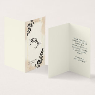 Elegant Dark Green Leaf Wedding Thank You Card