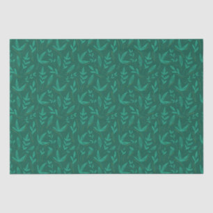 Elegant Dark Green Leaves Line Art Wrapping Paper