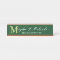 Elegant Dark Green Lime Monogram & Name