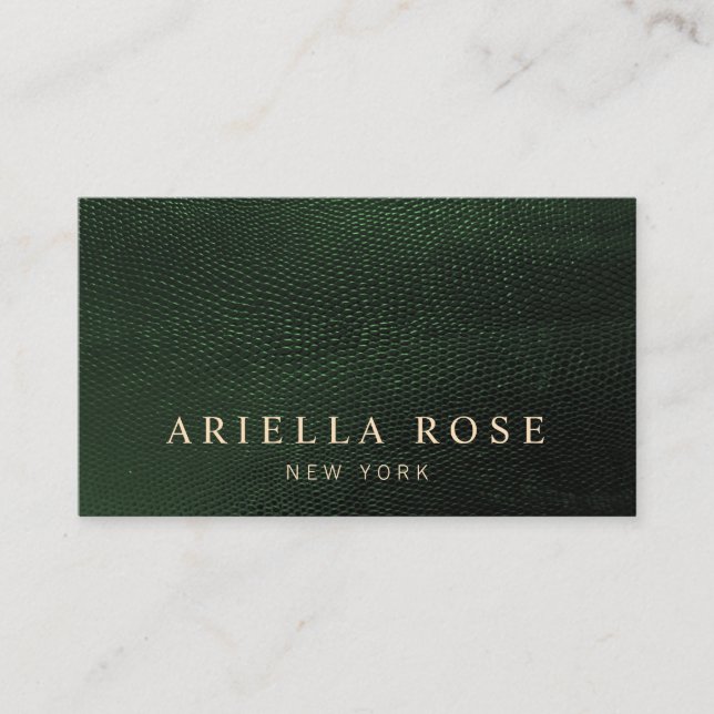 Elegant Dark Green Lizard Skin Professional Business Card (Front)