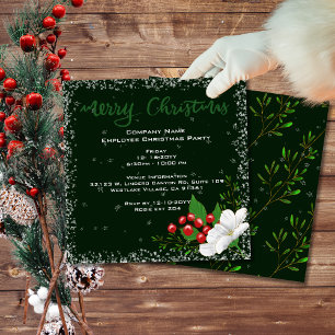 Elegant Dark Green Merry Christmas Company Party  Invitation