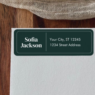 Elegant Dark Green Name Script Return Address 