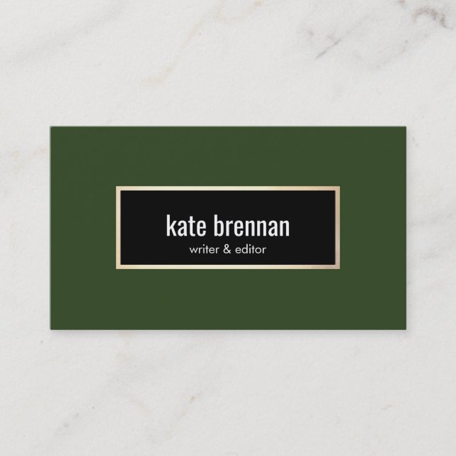 Elegant Dark Green Professional Business Card (Front)