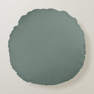 Elegant Dark Green Solid Color Round Cushion