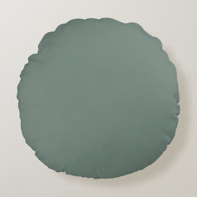 Elegant Dark Green Solid Colour Round Cushion (Front)