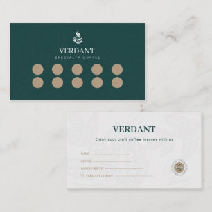 Elegant Dark Green Speciality Coffee Loyalty Card