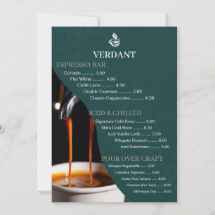 Elegant Dark Green Specialty Coffee Shop Menu Card