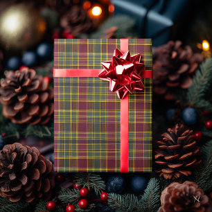 Elegant Dark Green Tartan – Classic Yellow Plaid  Wrapping Paper