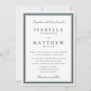 Elegant Dark Green Wedding Invitation with Border
