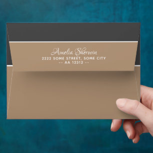 Elegant Dark Grey Beige Return Address Envelope