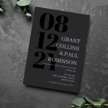 Elegant Dark Grey & Black Typography Wedding