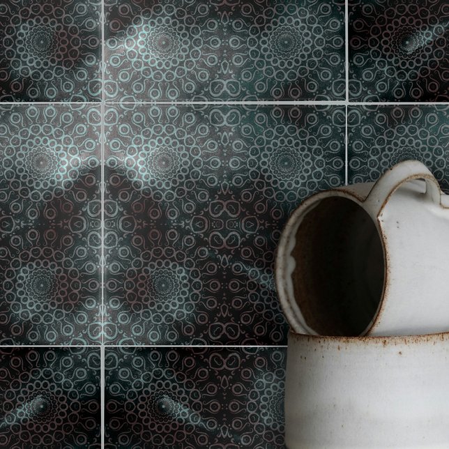 Elegant Dark Grey Blue Intricate Swirls and Loops Tile (Creator Uploaded)