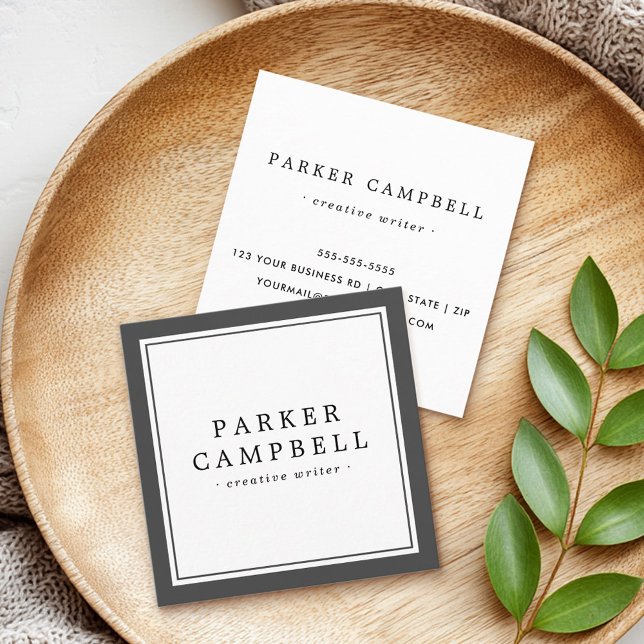 Elegant dark grey border professional minimalist square business card (Elegant dark gray border professional minimalist square business card)