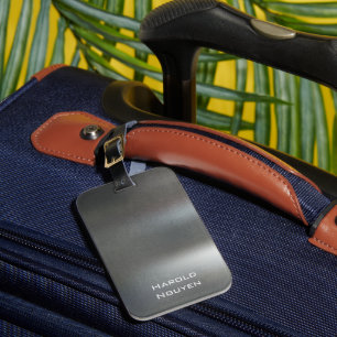 Elegant Dark Grey Brushed Metal Stainless Aluminiu Luggage Tag