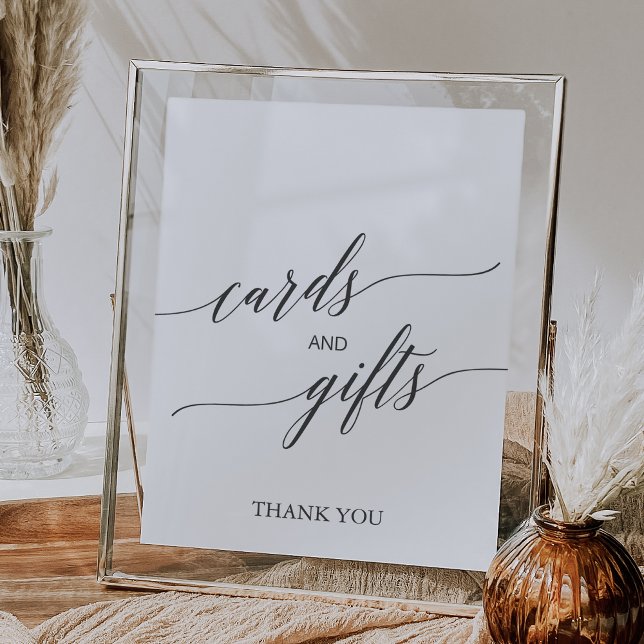 Elegant Dark Grey Calligraphy Cards and Gifts Sign (Elegant Dark Gray Calligraphy Cards and Gifts Sign)
