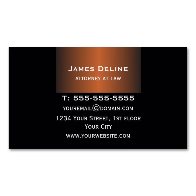Elegant Dark Grey Copper Attorney Magnetic Business Card (Front)
