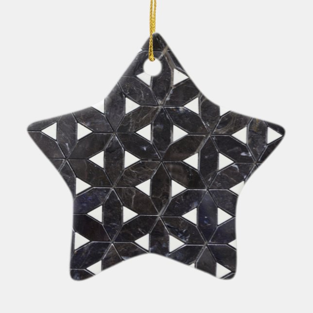 Elegant dark grey flower of life pattern ceramic tree decoration (Front)