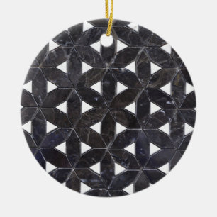 Elegant dark grey flower of life pattern ceramic tree decoration