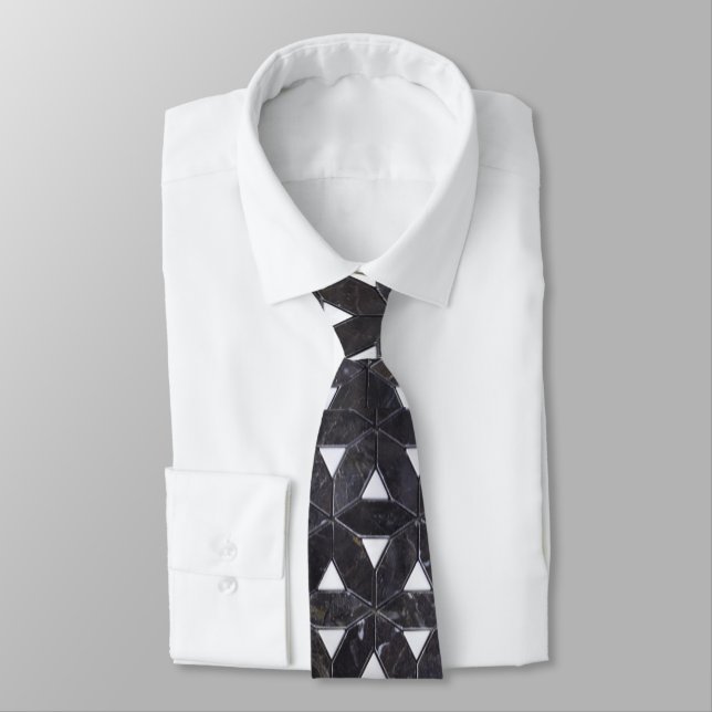 Elegant dark grey flower of life pattern tie (Tied)