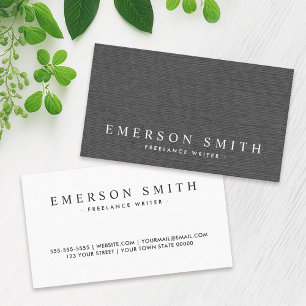 Elegant dark grey linen look classy business card