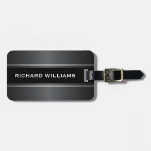 Elegant dark grey name and address luggage tag
