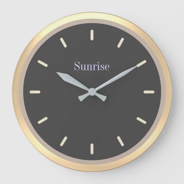 Elegant Dark Grey & Sand Beige Large Clock (Front)