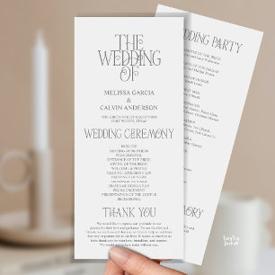 Elegant Dark Grey Typography Wedding Program Programme