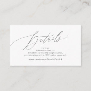 Elegant Dark Grey, Wedding Details, Online RSVP Enclosure Card