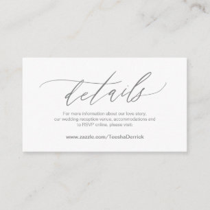 Elegant Dark Grey, Wedding Details, Online RSVP Enclosure Card